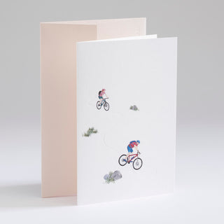 Klappkarte mit Mountainbikern und Praegung