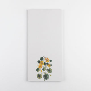Block im Hochformat mit Kapuzinerkresse bedruckt.
