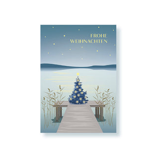 Studiomoikka Postkarte Weihnachtsbaum am Steg
