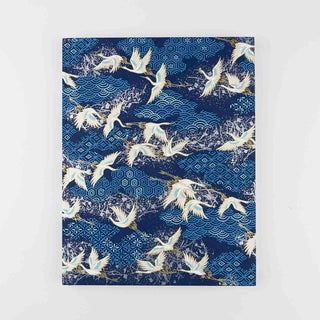 Notizbuch mit Kranichen auf Japanpapier kaschiert