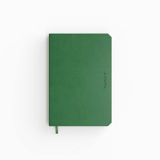 kleines Notebook blanko mit Kunstledereinband gruen