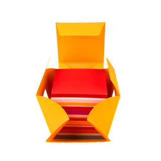 Zettelblock mit passender Kartonverpackung in sonnigem Gelb