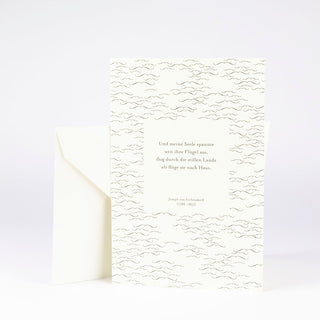 Trauerkarte mit einem Zitat von Joseph von Eichendorff: Und meine Seele spannte weit ihre Flügel aus ...