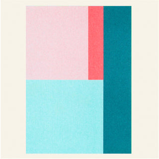 Typischer Risographiedruck auf Postkarte mit Farbflächen