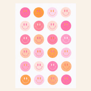 Karte mit vielen Smileys in Pink und Orange