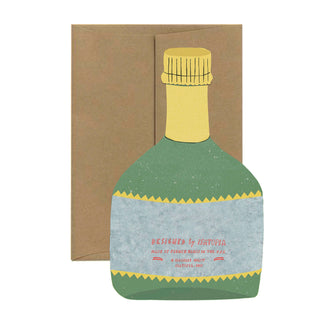 in Form einer champagnerflasche gestanzte Karte