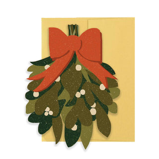 Grusskarte für Weihnachten mit Mistelzweig als Glücksbringer