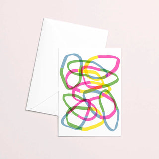 Klappkarte mit farbenfrohen Kringeln