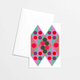 Klappkarte mit stilisiertem Papierdrachen in kräftigen Farben