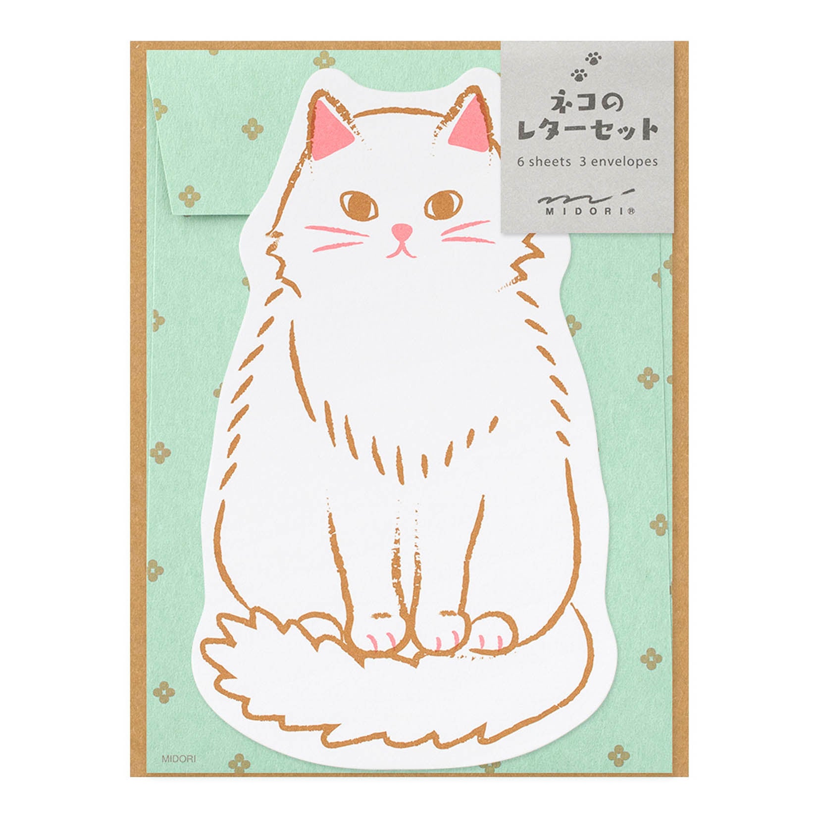 Midori Briefpapier Briefset Letter Set Die-Cut Briefpapier Briefumschlag Katze 