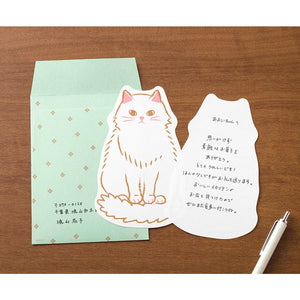 Midori Briefpapier Briefset Letter Set Die-Cut Briefpapier Briefumschlag Katze 