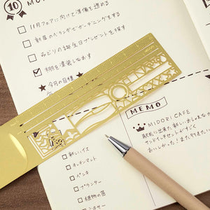 Midori Ruler Lineal Schablone Messing Bullet Journal Journaling Clip