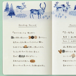 Mit den lustigen Aufklebern kann man das Journal verzieren.