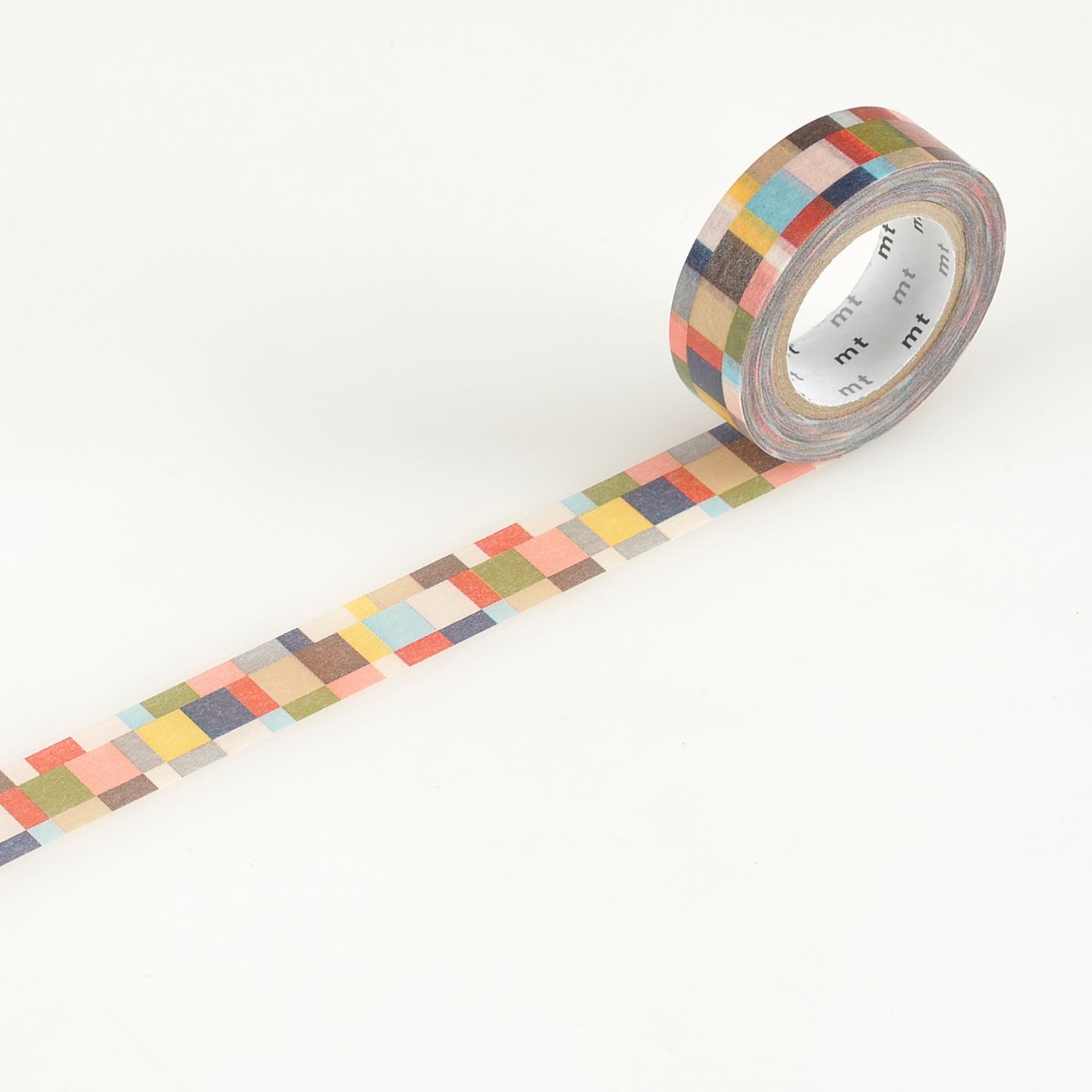 Papierklebeband aus Japan mit Muster aus unterschiedlich großen Rechtecken in Vintage Farbenmt masking tape japanisches washi tape Reispapier rocket Mosaik mosaic grayish