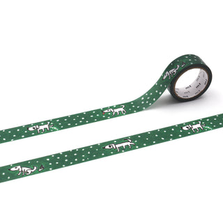 grünes Washi tape mit lustigen Hunden