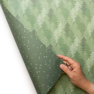 weihnachtliches Geschenkpapier mit Christbäumen und Sternen beidseitig bedruckt