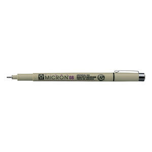 Fineliner Pigma Micron der japanischen Marke Sakura, Strichstärke 08, schwarz, geöffnet