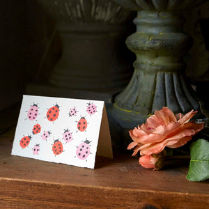 Scribble & Daub Klappkarte Lady Bugs Marienkäfer Liebe Glücksbringer Hochzeit Hochzeitskarte handkoloriert handgemacht