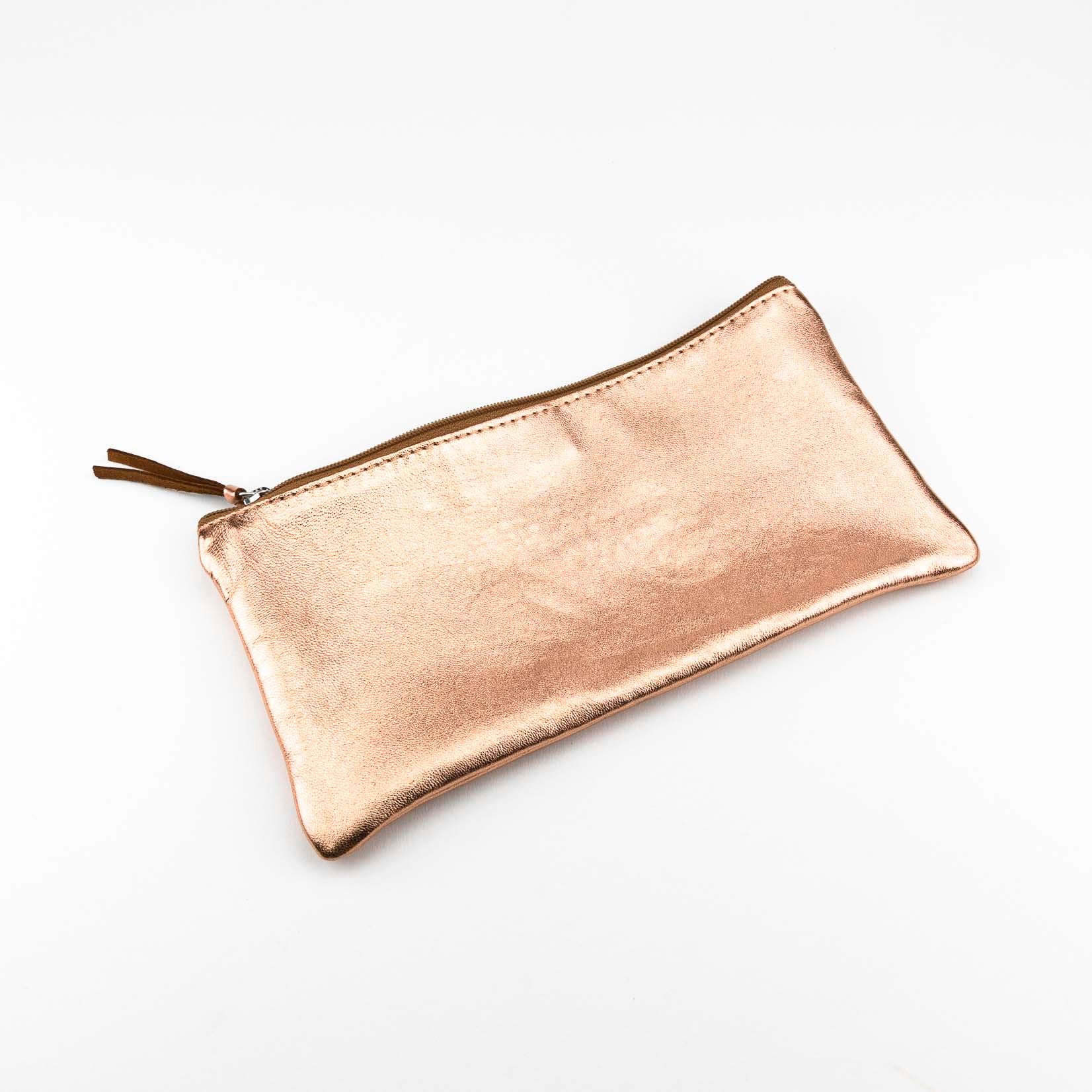 aufbewahrung kupfer Clairefontaine Schlampermäppchen Leder Stiftemäppchen Stiftebeutel Aufbewahrung kupfer metallic – paletti store
