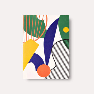 Notizheft mit buntem grafischen Mustern