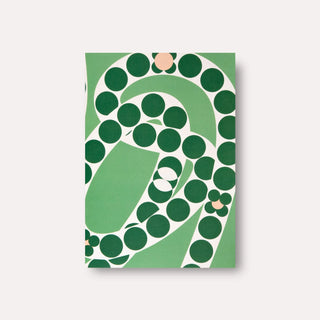 Notizheft mit ausdrucksvoller Grafik in Gruentoenen