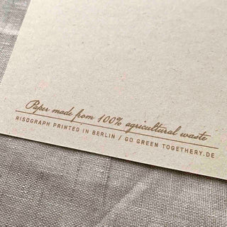 Schriftzug auf der Rückseite der Postkarte mit Logodruck von Togethery