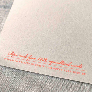 Schriftzug auf der Rückseite der Postkarte mit Logodruck von Togethery