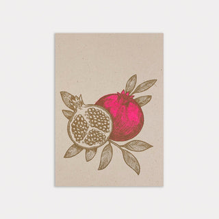 Postkarte von Togethery mit Granatapfel in Fluo Pink