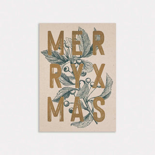 Postkarte Merry Christmas Togethery mit goldenem Risodruck