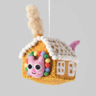 Wrap Filz-Anhänger Katze im Lebkuchenhaus