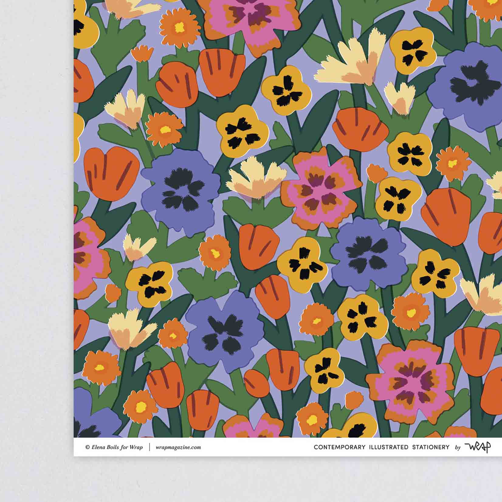 Geschenkpapier mit bunten, stilisierten Wildblumen in kräftigen FarbenWrap Geschenkpapier Wildblumen Blumen Florale Muster Blümchen bunt Blumenwiese