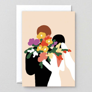 Glueckwunschkarte zur Hochzeit mit Brautstrauss