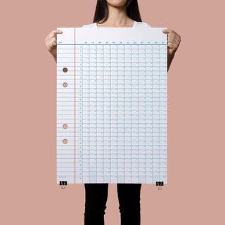 Wandkalender Jahresuebersicht im Stil eines Kontobuchs