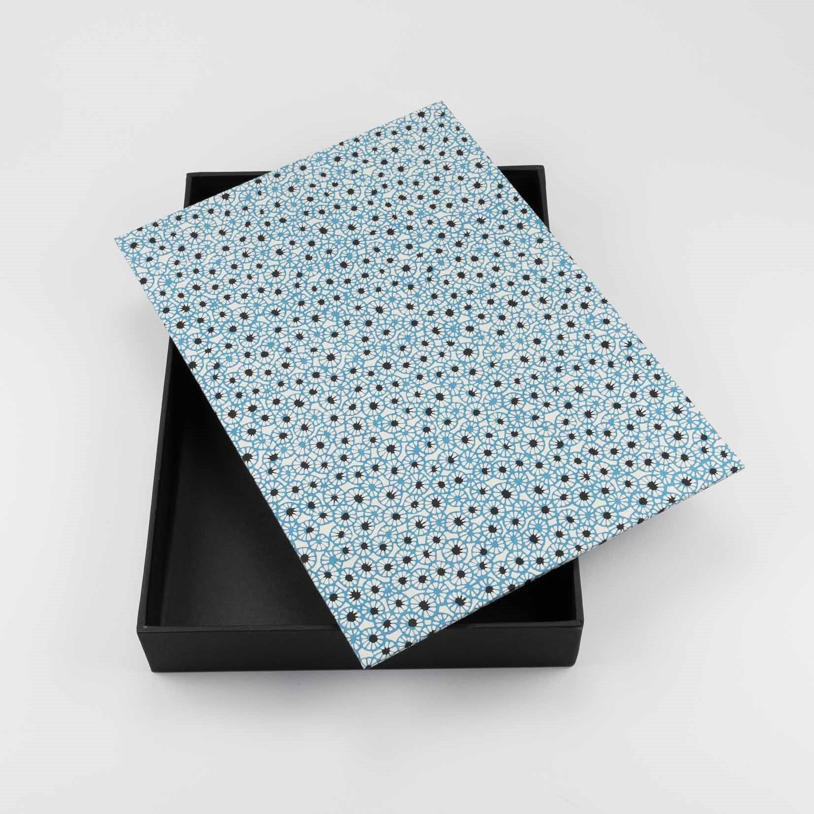 oh papier Flache Box A4 blau Chiyogami Ablage Dokumentenablage Organizer