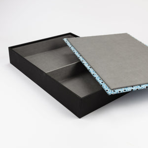 oh papier Flache Box A4 blau Chiyogami Ablage Dokumentenablage Organizer