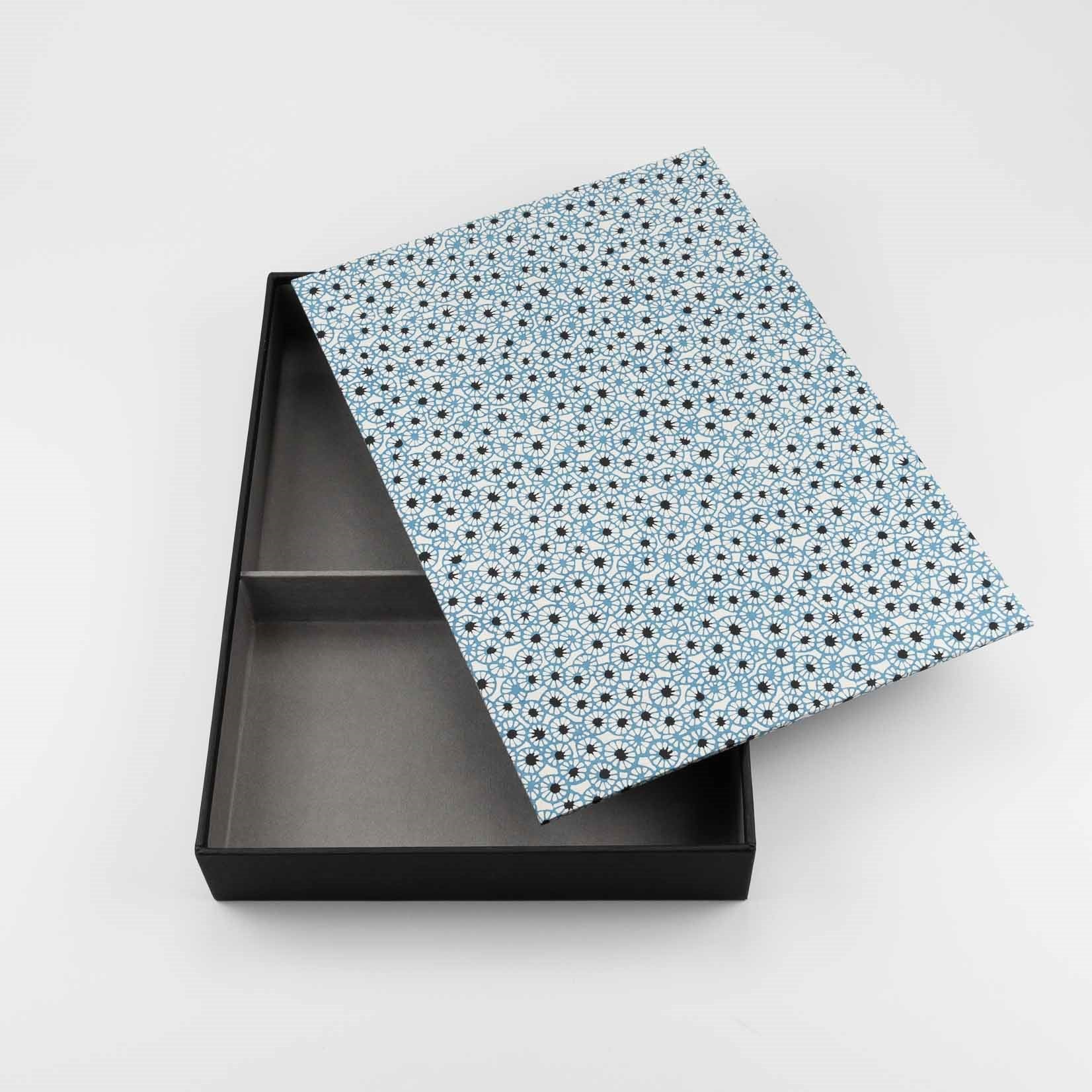 oh papier Flache Box A4 blau Chiyogami Ablage Dokumentenablage Organizer