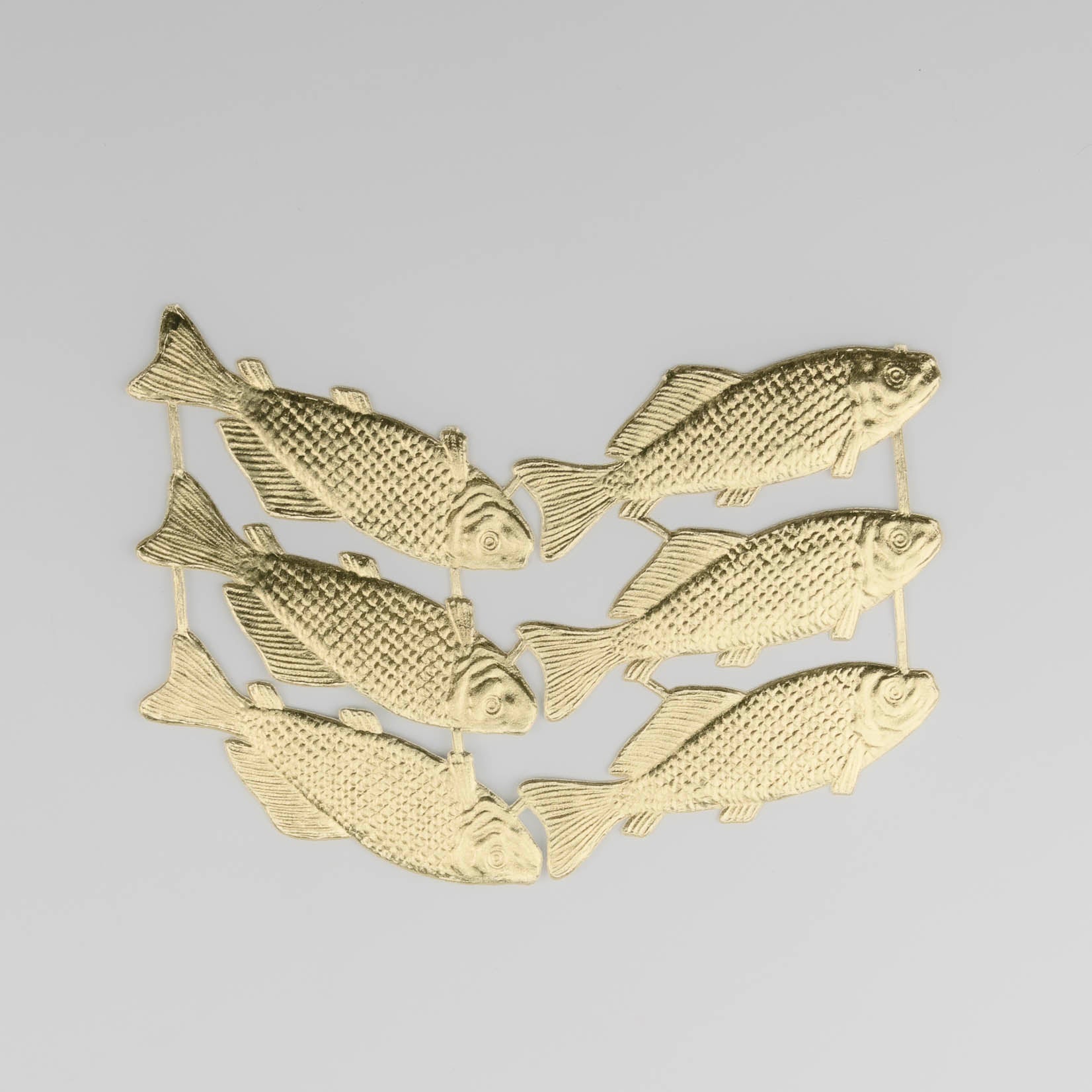 Dresdner Ornamente Pappen Poesiealbum Tischdeko Fische Papierfisch gold