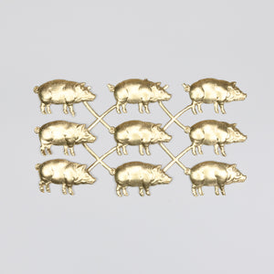 Dresdner Ornamente Pappen Schweine gold
