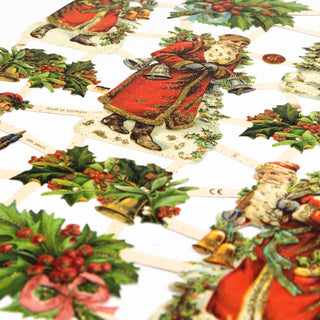 Glanzbilder Poesiealbum Weihnachtsmänner Nikolaus mit Goldglimmer Glitzer