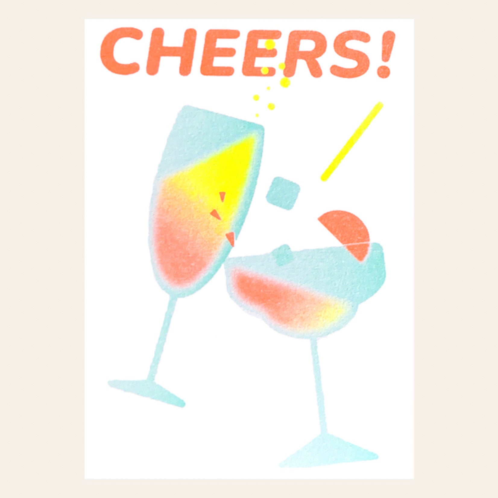 Herr & Frau Rio Karte Postkarte Risographie Riso Druck Cheers Prost Prosecco Party
