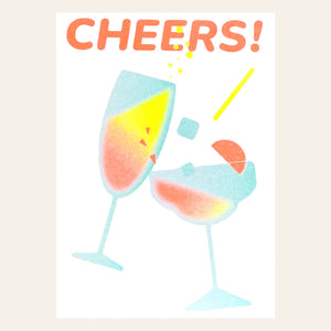 Herr & Frau Rio Karte Postkarte Risographie Riso Druck Cheers Prost Prosecco Party