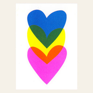 Herr & Frau Rio Karte Postkarte Risographie Riso Druck Herzen Hearts Liebe