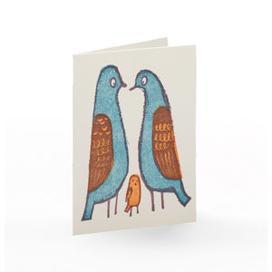 Ilee Papergoods Letterpress Karte Mini Grusskarte Vögel Geburt Baby
