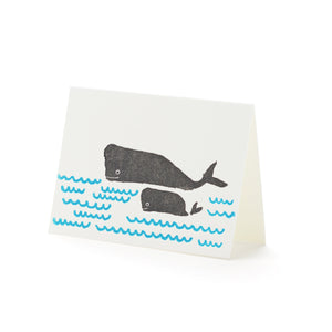 Ilee Papergoods Letterpress Karte Mini Grusskarte Wale Fische Wal