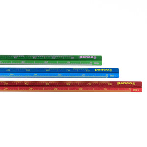Penco Drafting Scale Zeichenlineal Dreikantlineal Ruler Lineal 15 cm aus Aluminium blue blau