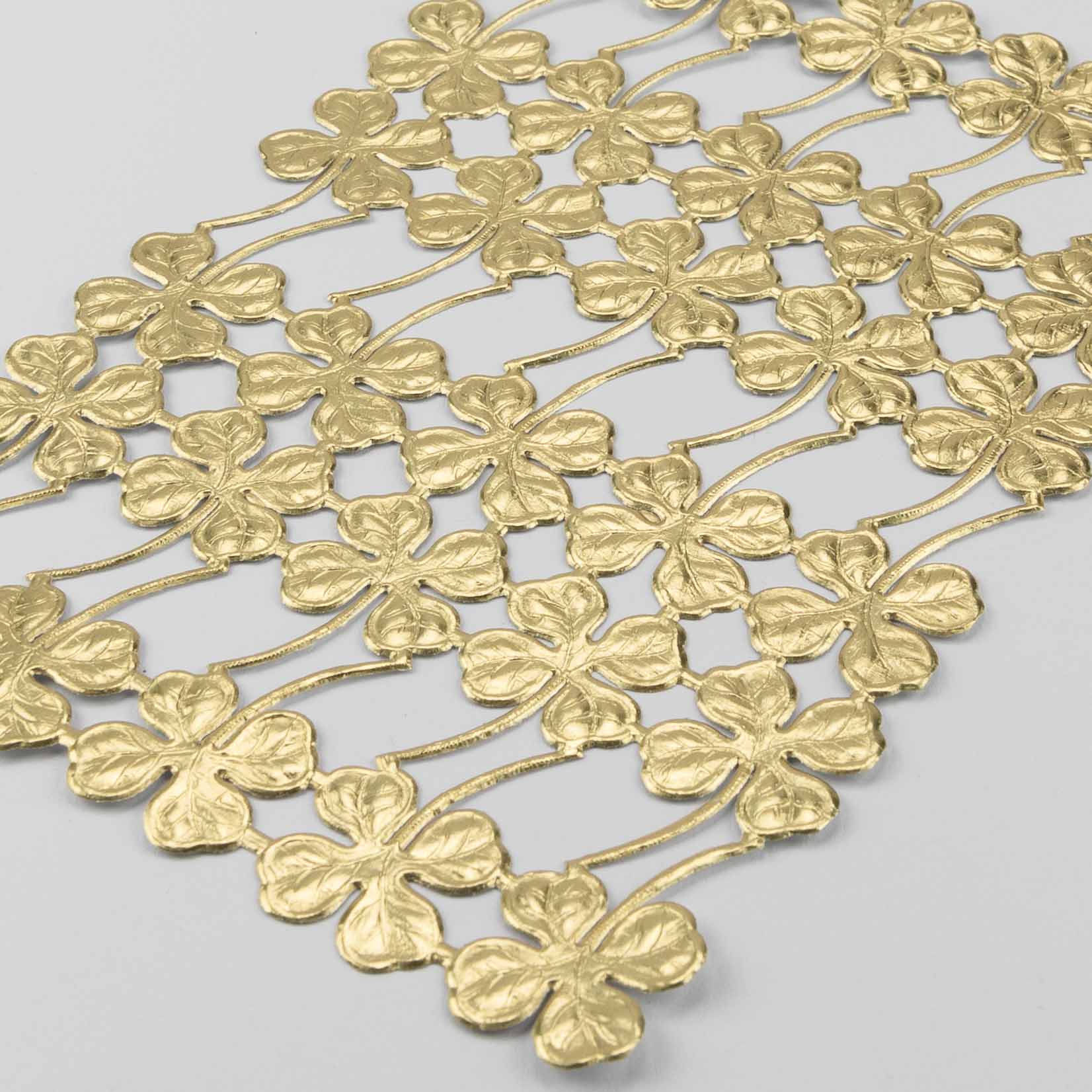 Dresdner Ornamente Pappen Glücksklee Kleeblatt Klee Glücksbringer gold