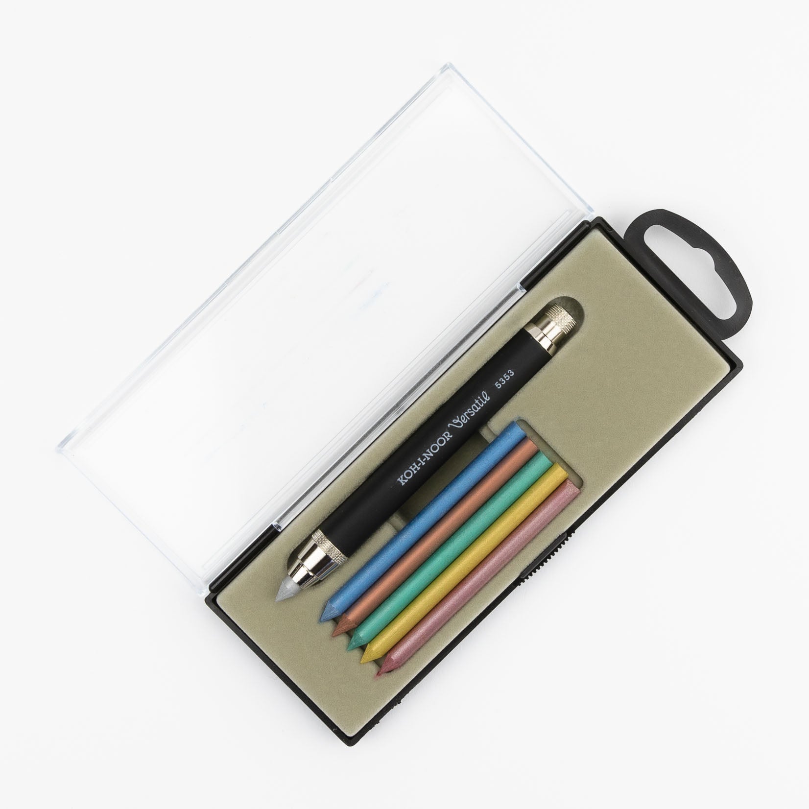 Koh-I-Noor Druckbleistift Set Versatil soft mit Metallic Minen Bleistift schwarz