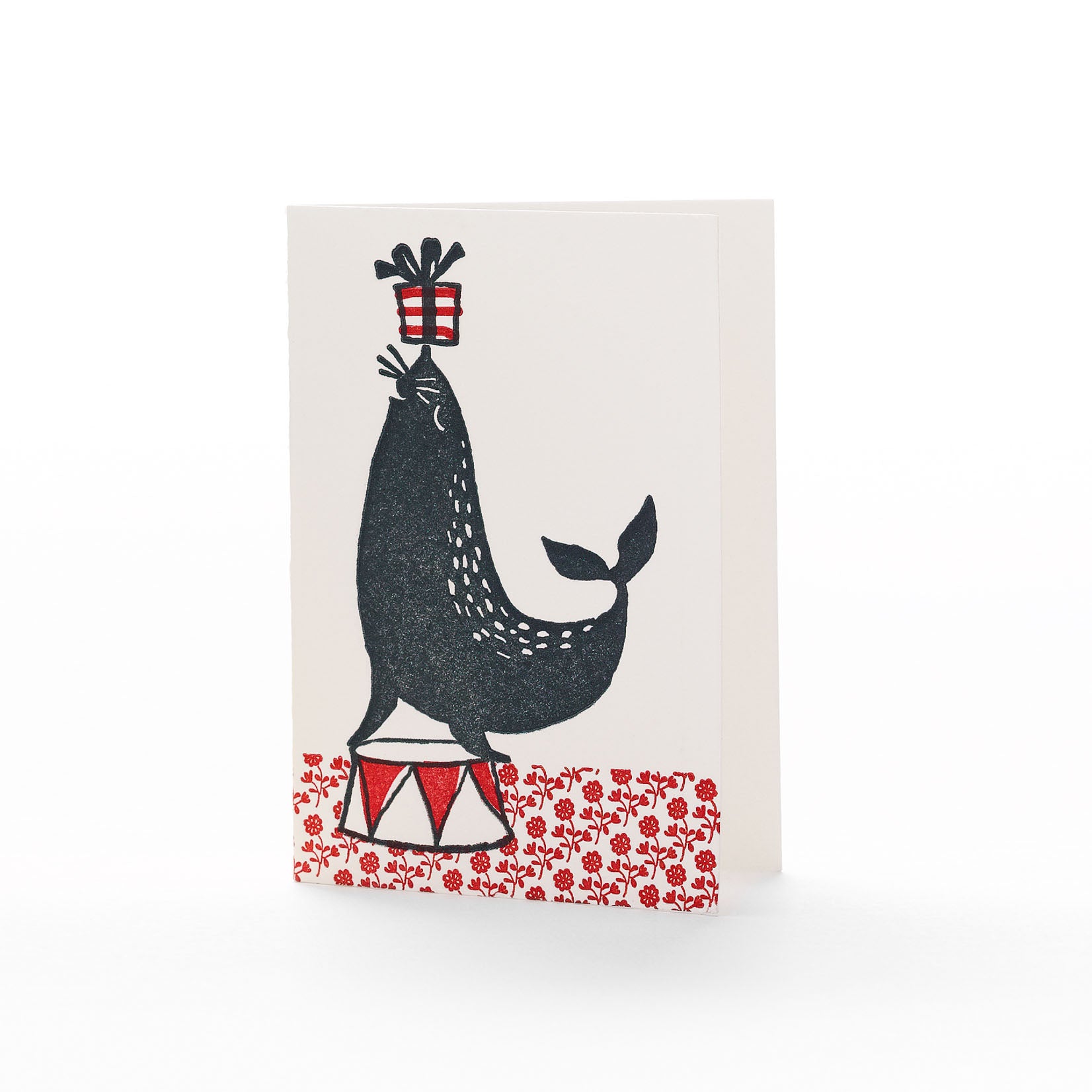 Ilee Papergoods Letterpress Karte Mini Grusskarte Seehund Geburtstag Seal