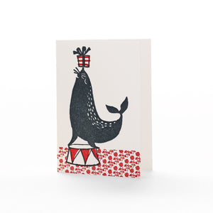 Ilee Papergoods Letterpress Karte Mini Grusskarte Seehund Geburtstag Seal