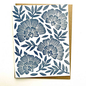 Katharine Watson Linoleumblockdruck Karte Grusskarte Blumen Linoldruck Linolschnitt